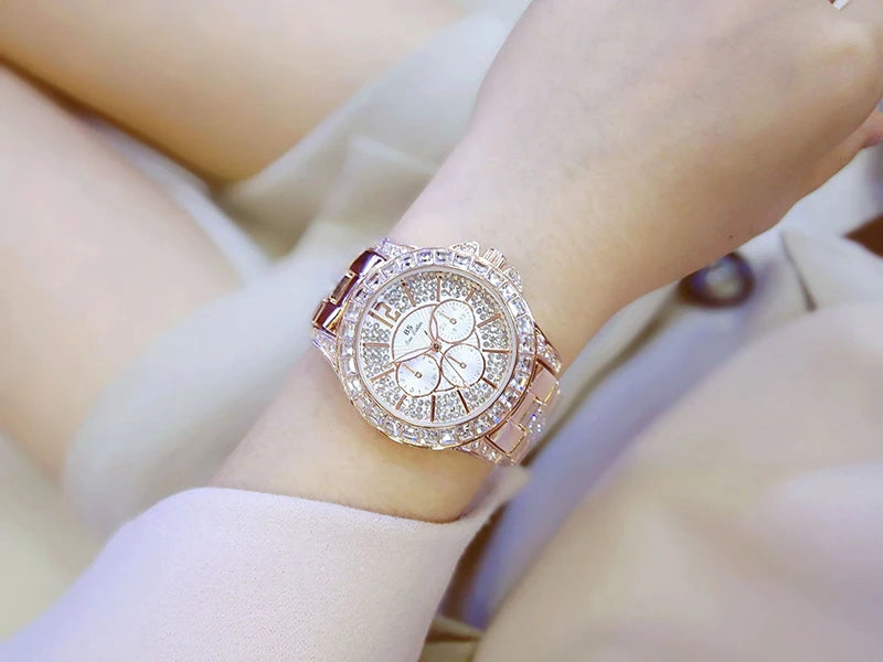 Women Watches Quartz Diamond Luxury Watch Fashion Top Brand Wristwatch Fashion Watch Ladies Crystal Jewelry Rose Gold Watch - Uknowucme