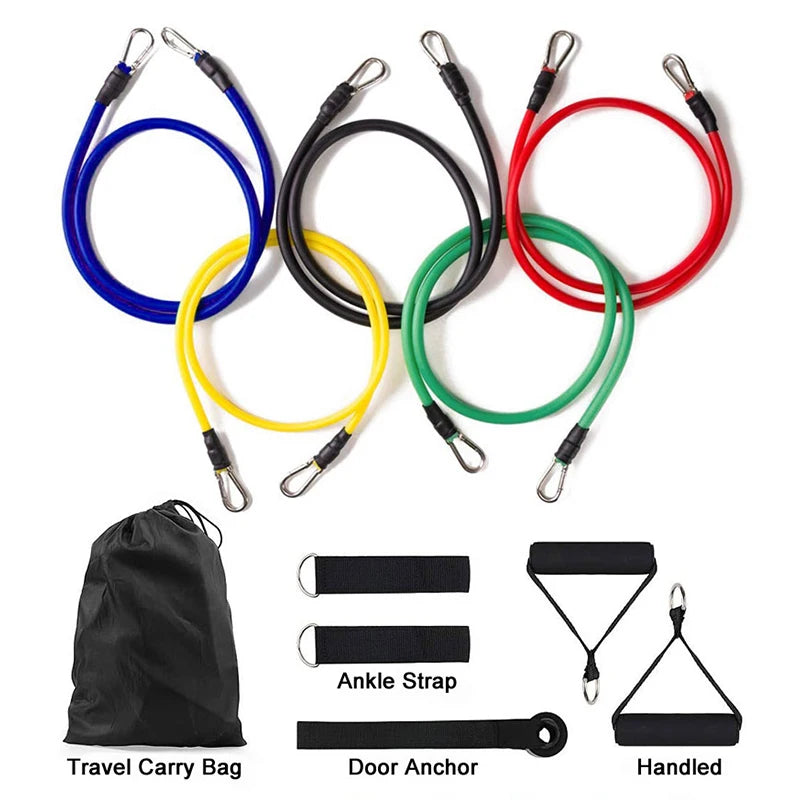 11 Pieces/Set Crossfit Latex Resistance Band Training Exercise Tube Yoga Rope Pull Elastic Rubber Expander Fitnes Equipment Belt - Uknowucme