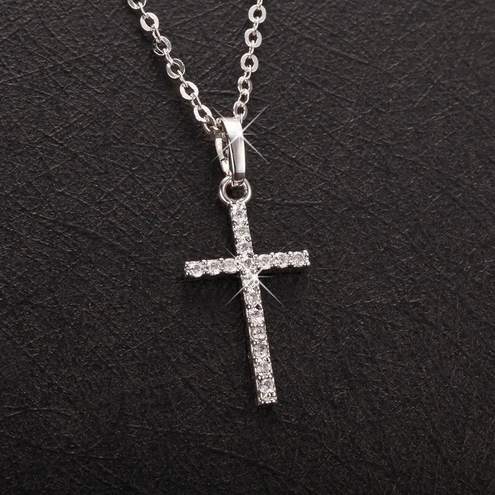 Fashion Female Cross Pendants dropshipping Gold Black Color Crystal Jesus Cross Pendant Necklace Jewelry For Men/Women Wholesale - Uknowucme