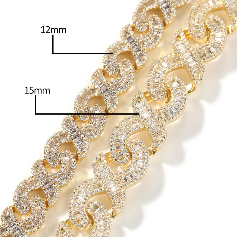 Uwin 12mm Infinity Chain Baguette Cuban Necklace Cubic Zirconia Micropave Charm y2k Jewelry Women Accessories Gifts - Uknowucme