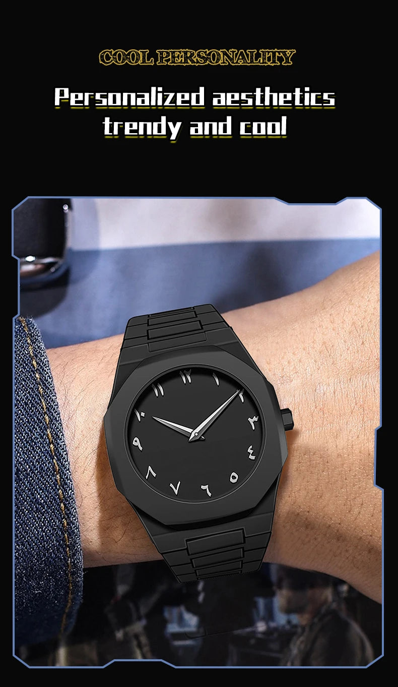 VA VA VOOM Brand Men Creative Watch Fashion Silicone Black Business Style Arabic Digital Creative Military Quartz Sports Watches - Uknowucme