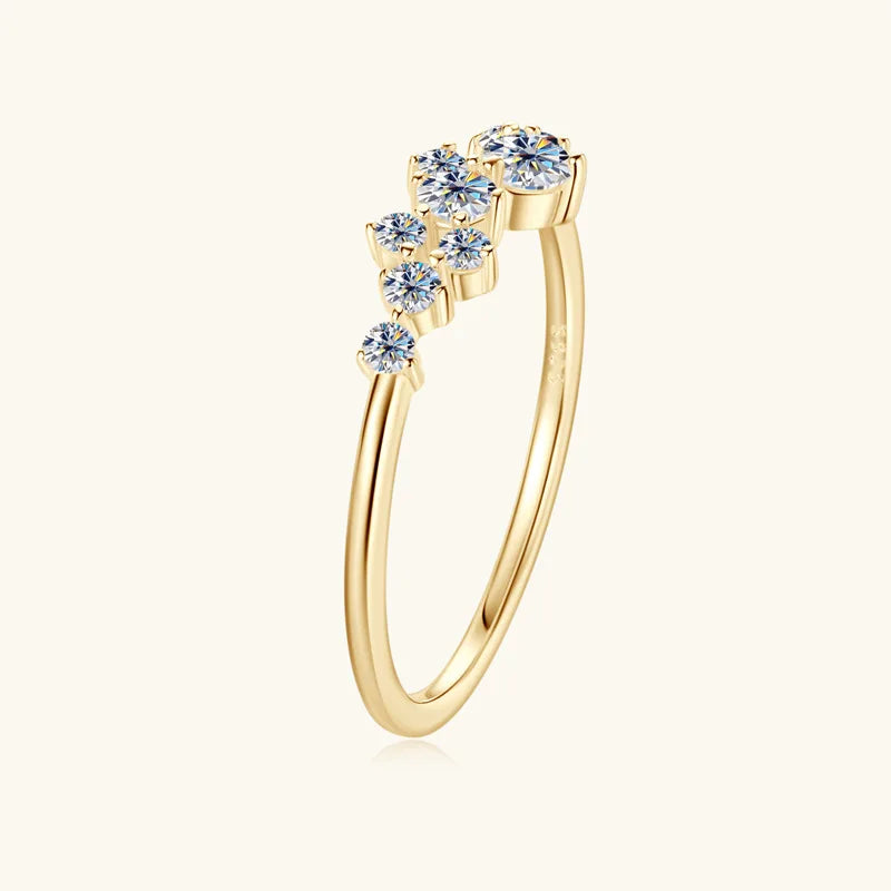 Moissanite Women'S Ring S925 Sterling Silver 18K Gold Electroplated Jewelry Ins Girl'S Daily Commute Gift For Her Best Friend - Uknowucme