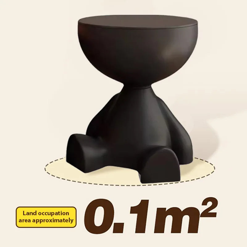 Modern Creative Bear-Shaped Plastic Nightstand Multi-Functional Bedside Table Easy Assembly for Living Room and Bedroom Storage