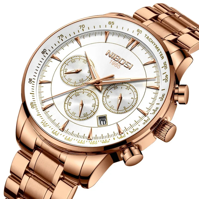 NIBOSI Fashion Big Watch Stainless Steel Top Brand Luxury Sport Chronograph Quartz Watches For Men Wristwatch Relogios Masculino - Uknowucme