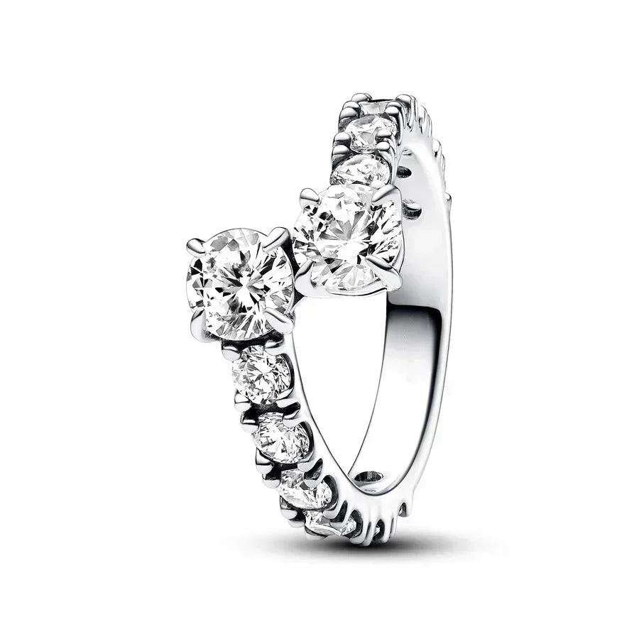 2024 New 925 Sterling Silver pretty Black Sparkling Row Eternity Overlapping Band Treated Freshwater Cultured Pearls Open Ring - Uknowucme