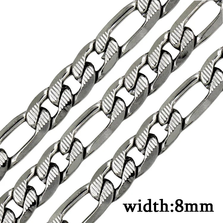 LUXUSTEEL Men's Figaro NK Chain Necklace 6/8/10MM Stainless Steel Golden Mixed Silver Color Curb Link For Women Jewelry Gift - Uknowucme