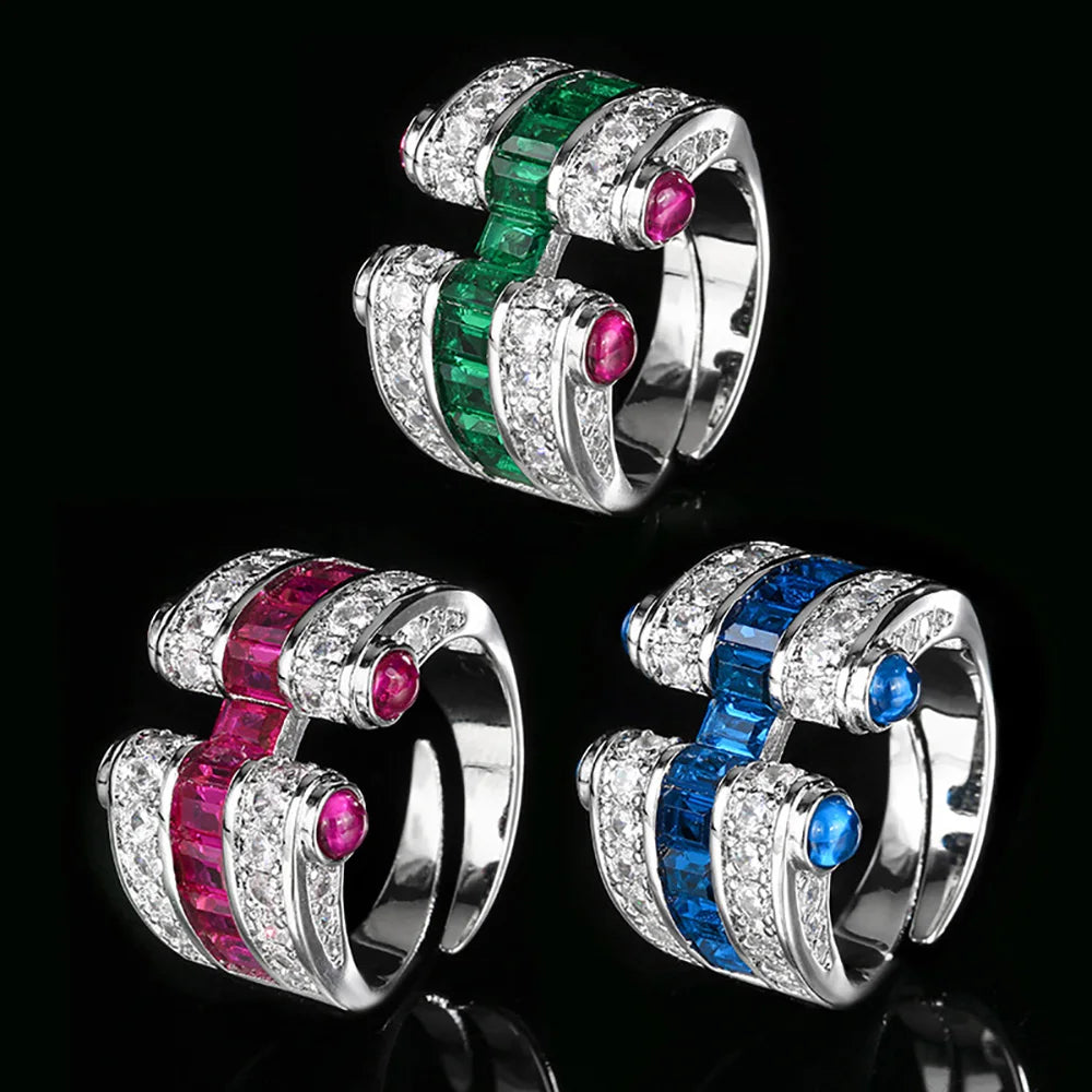 New Retro 3*4MM Ruby Emerald Sapphire Rings Lab Diamond Gemstone Cocktail Party Fine Jewelry Female Anniversary Personality Gift - Uknowucme