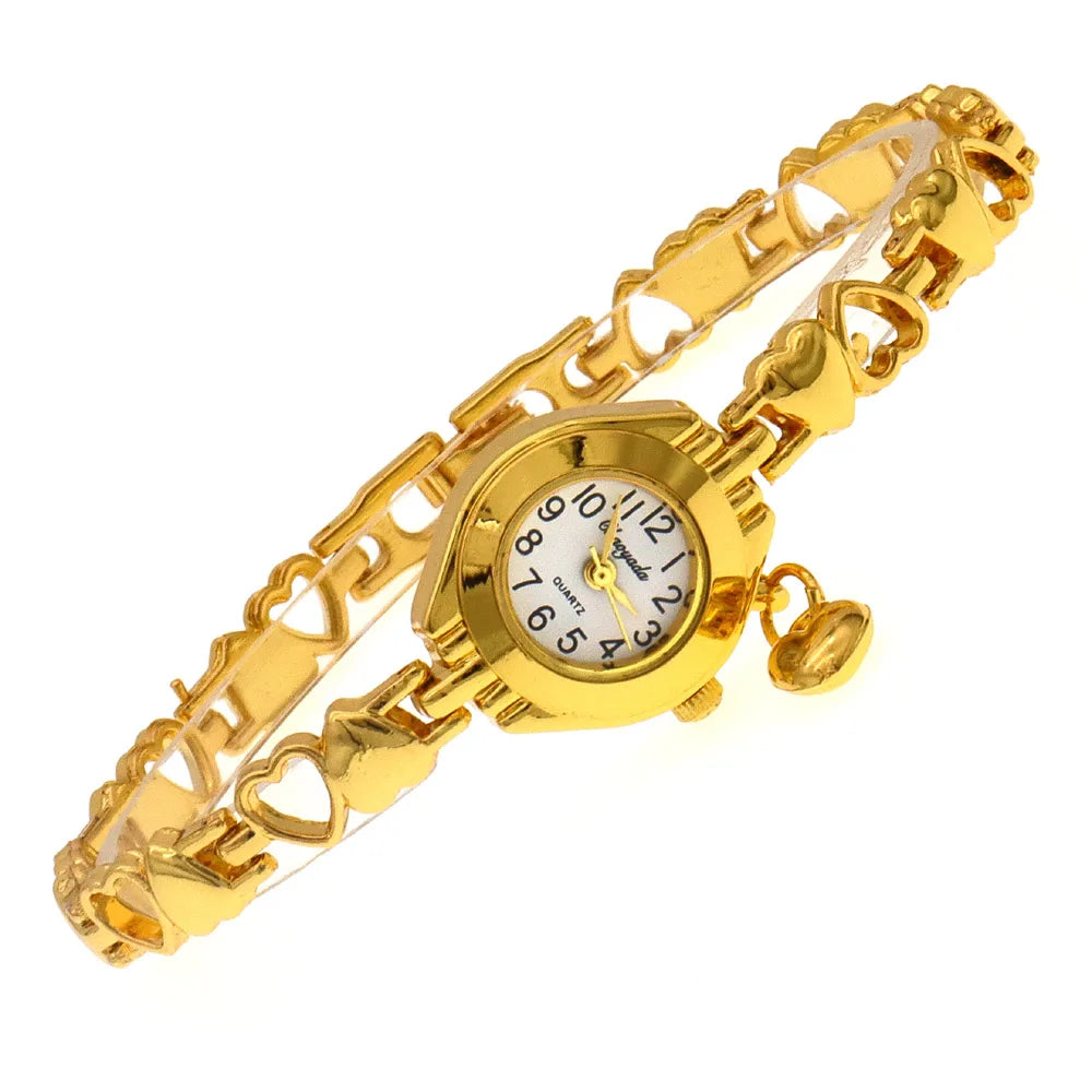 Cute Women's Fashion Small Dial Quartz Bracelet Wrist Watch Wholesale New Arrival with heart pendant Ladies Watch - Uknowucme