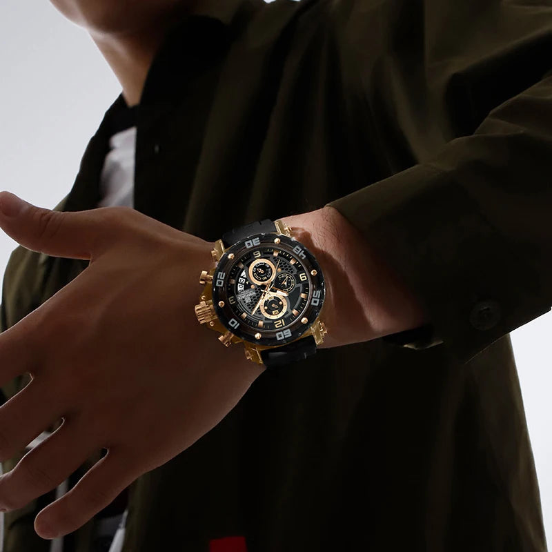 NAVIFORCE Men's Quartz Watch Fashion Trend 5ATM Waterproof Male Watches Chronograph Luminous Hands Silicone Strap Lightweight - Uknowucme