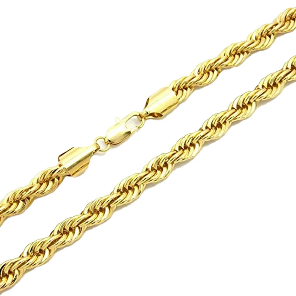 Heavy Hip Hop 24" Unisex Rapper's 7mm Solid Rope Chain Necklace Real 18k Gold Color Collar Clavicle Men Jewelry Gift - Uknowucme