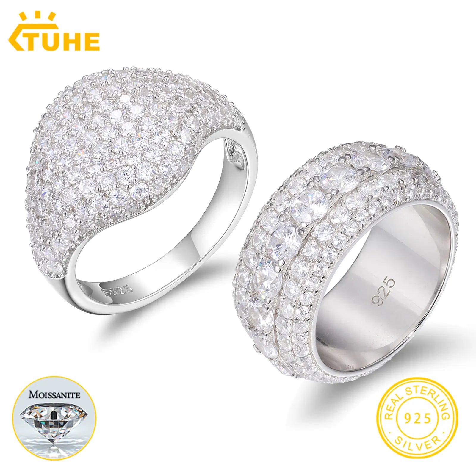 Classic Unisex Moissanite Rings Silver S925 Luxury Moissanite Men Women Fine Jewelry - Uknowucme