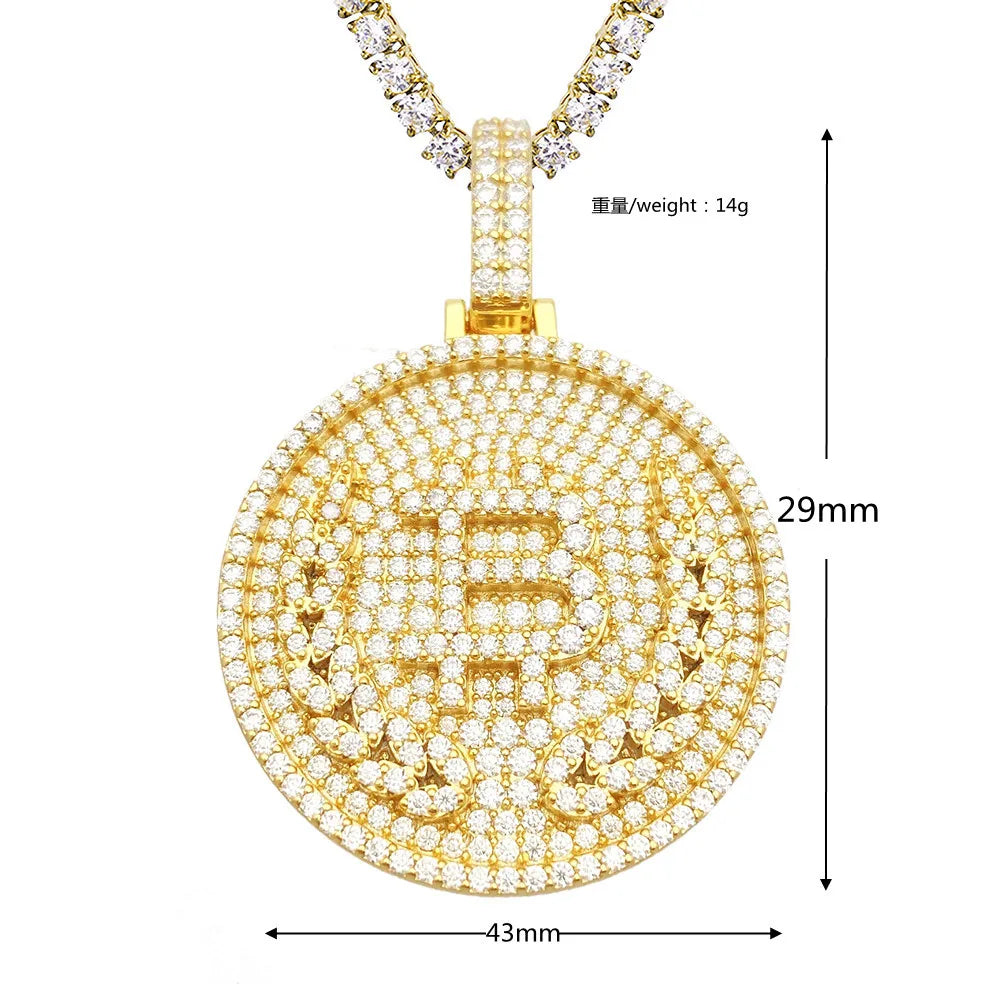 Moissanite S925 Silver Bitcoin Pendant Necklaces For Men Real Diamond Necklace Women Jewelry Pass Tester - Uknowucme