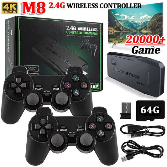 Video Game Stick M8 With 10000/3500 Classic Retro Game Console Vidio Wireless 2.4G Controller Box 4K HDMI Original HD Li