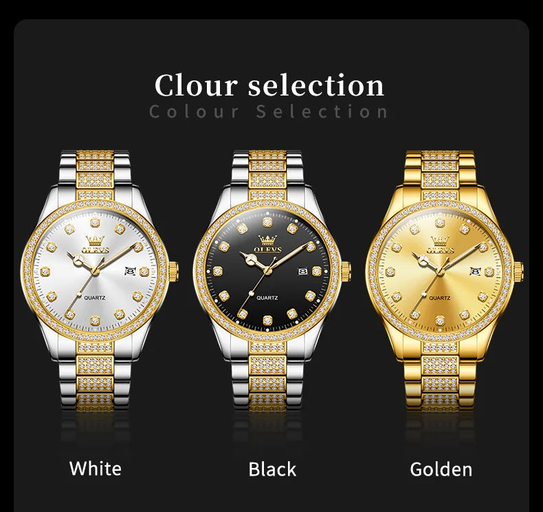 OLEVS Original Fashion Quartz Watch for Men Stainless Steel Waterproof Calendar Luminous High Quality Fashion Wrist Watch Men - Uknowucme