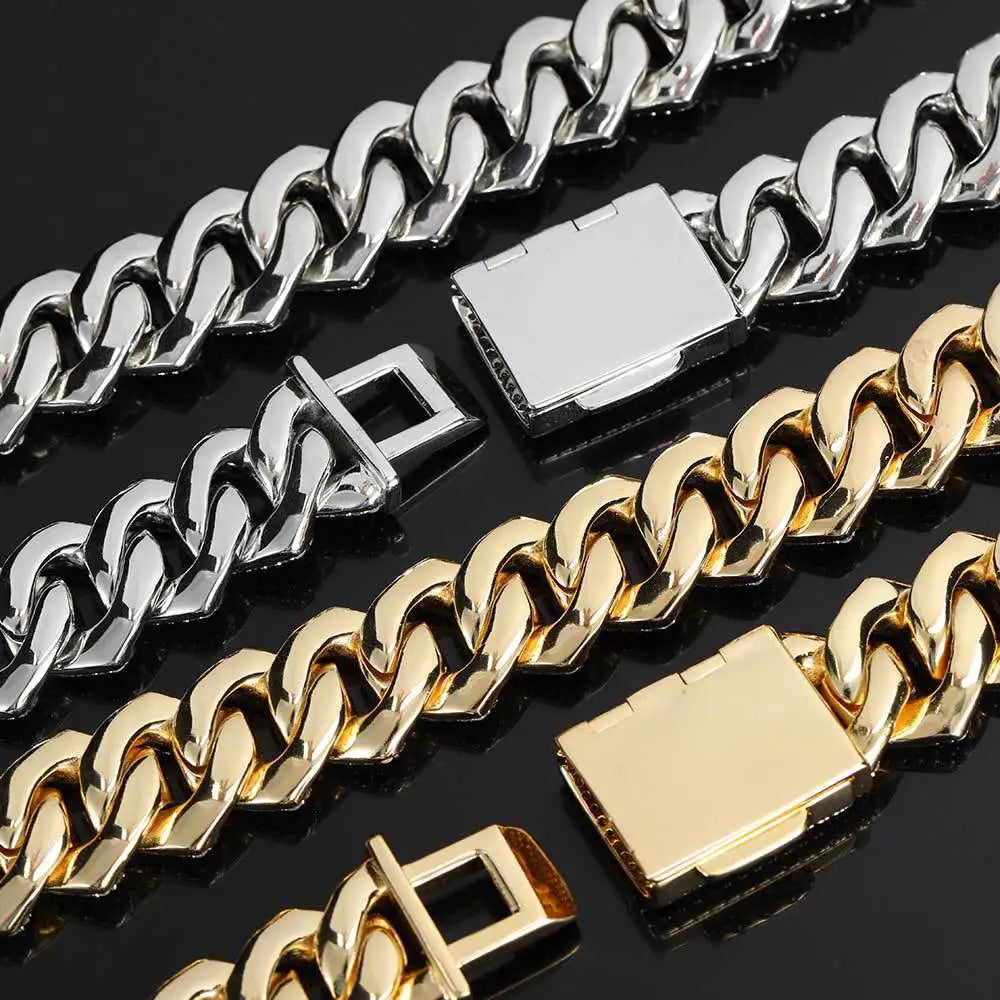 HOYON 20mm Luxury 3 Rows Moissanite Zircon Cuban Chain Men's Necklace S925 Silver Jewelry Hip Hop Rock Neck Collares 16-24in - Uknowucme