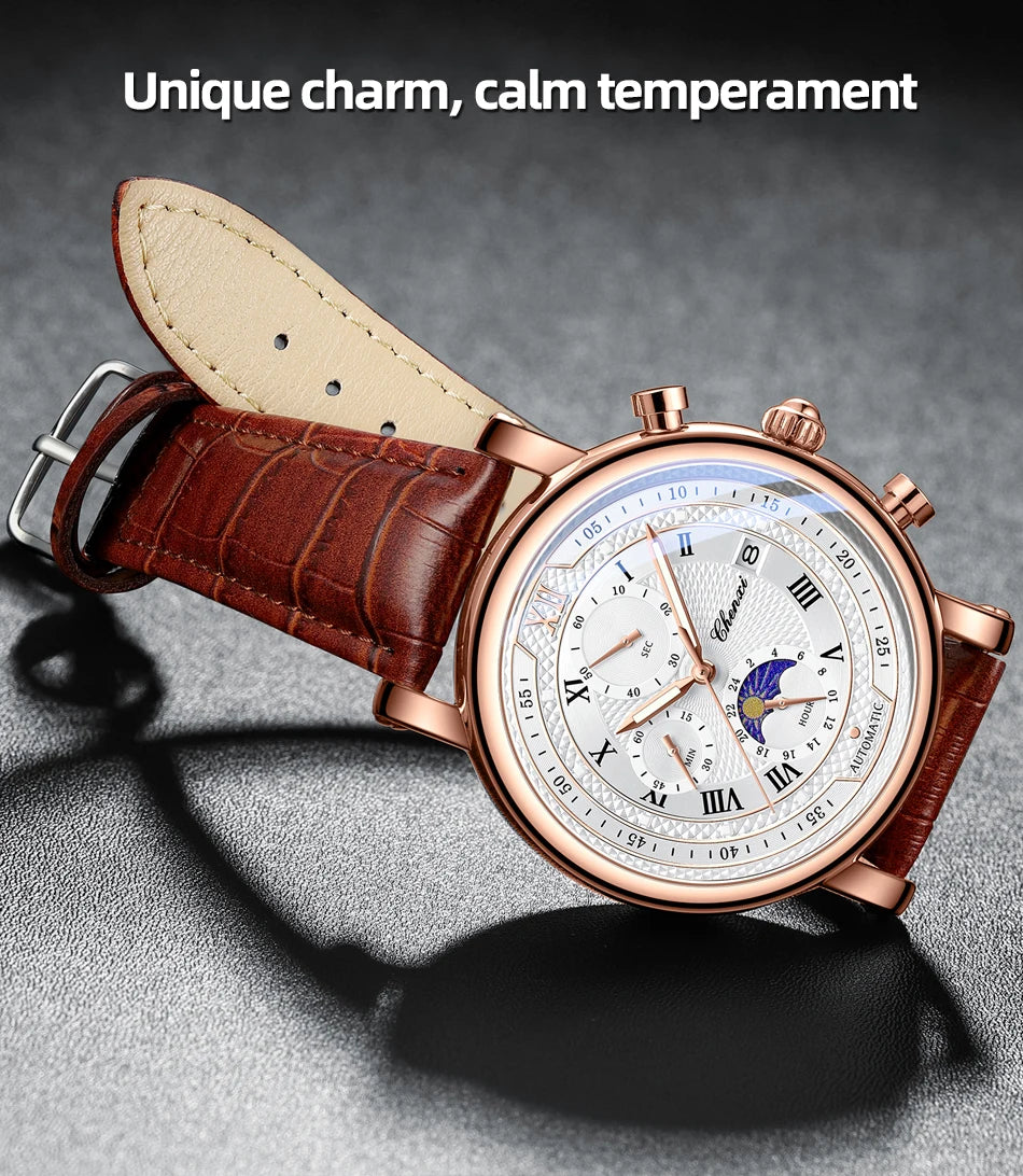 CHENXI Men Quartz Watch Luxury Sports Waterproof Chronograph Luminous Date Men’s Wrist Watch Business Leather Watches Clock - Uknowucme
