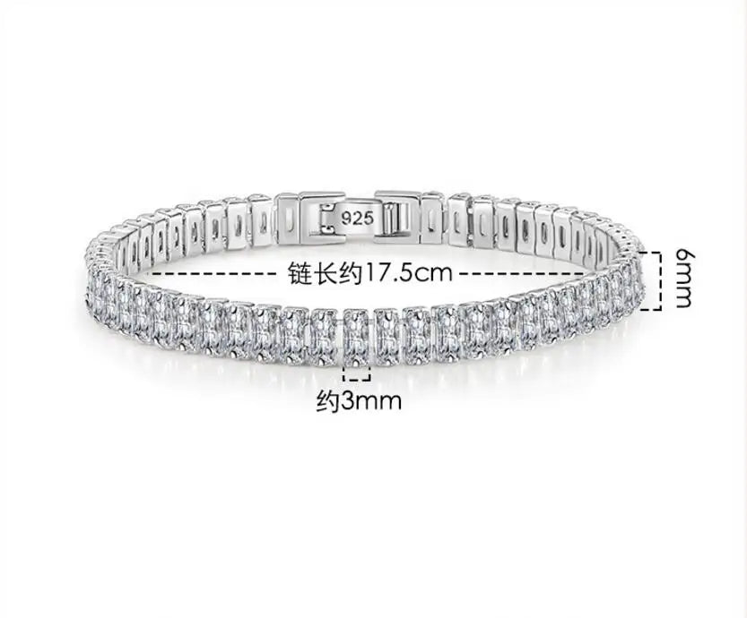 2-6.5mm Real Moissanite Tennis Bracelet for Women Platinum Plated 100% 925 Sterling Silver Wedding Jewelry - Uknowucme