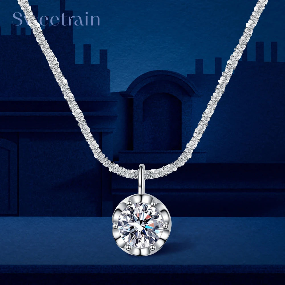 Moissanite Necklaces for Women 925 Sterling Silver Sparkling Cauliflower Chain with 2CT Diamond Pendant Dainty Jewelry Gift - Uknowucme