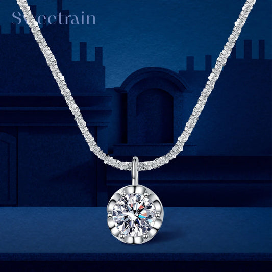 Moissanite Necklaces for Women 925 Sterling Silver Sparkling Cauliflower Chain with 2CT Diamond Pendant Dainty Jewelry Gift - Uknowucme