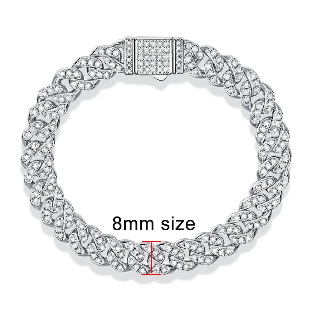 KNOBSPIN D VVS1 Moissanite Cuban Bracelet Original s925 Sterling Silver Plated 18k White Gold with GRA Bracelets for Women Man - Uknowucme