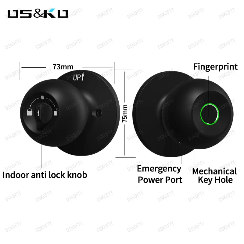 Fingerprint Door Lock For Bedroom Smart Lock Biometric Door Knob Lock with App Control for Bedrooms Cloakroom Apartments Offices - Uknowucme