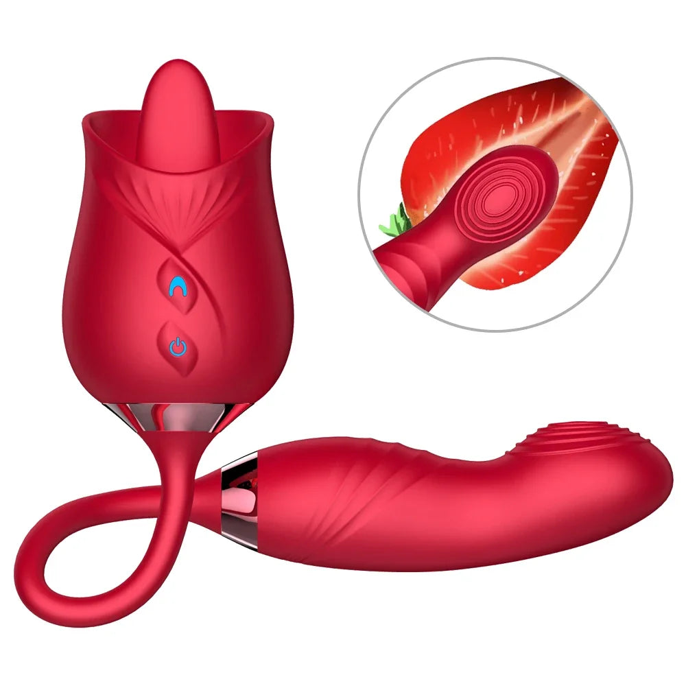 Rose Sucking Vibrator Women Masturbator Nipple Penetration Vagina Vibrator Sucker Dildo Masturbators 2 in 1 Sexy Shop Products