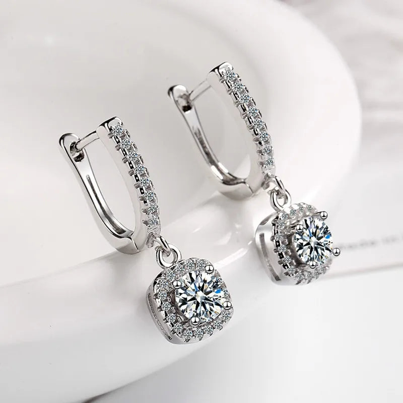 D Moissanite 3ct Earrings 925 Sterling Silver Original Certified Moissanite 1ct Hoop Drop Dangle Earrings 2ct Huggie for Women - Uknowucme