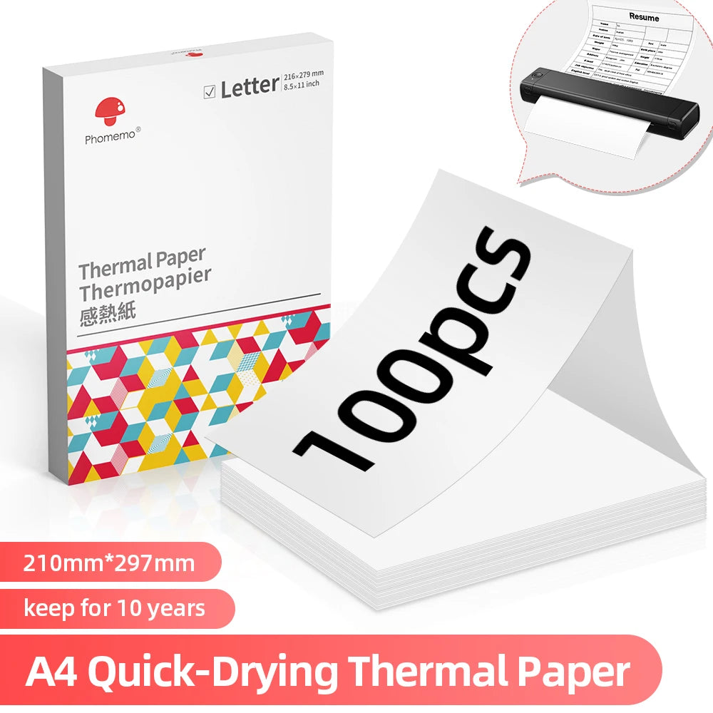 Phomemo A4 Paper Thermal Paper Multipurpose Printing Paper Compatible for Phomemo M08F and Brother PJ762 PJ763MFi - Uknowucme