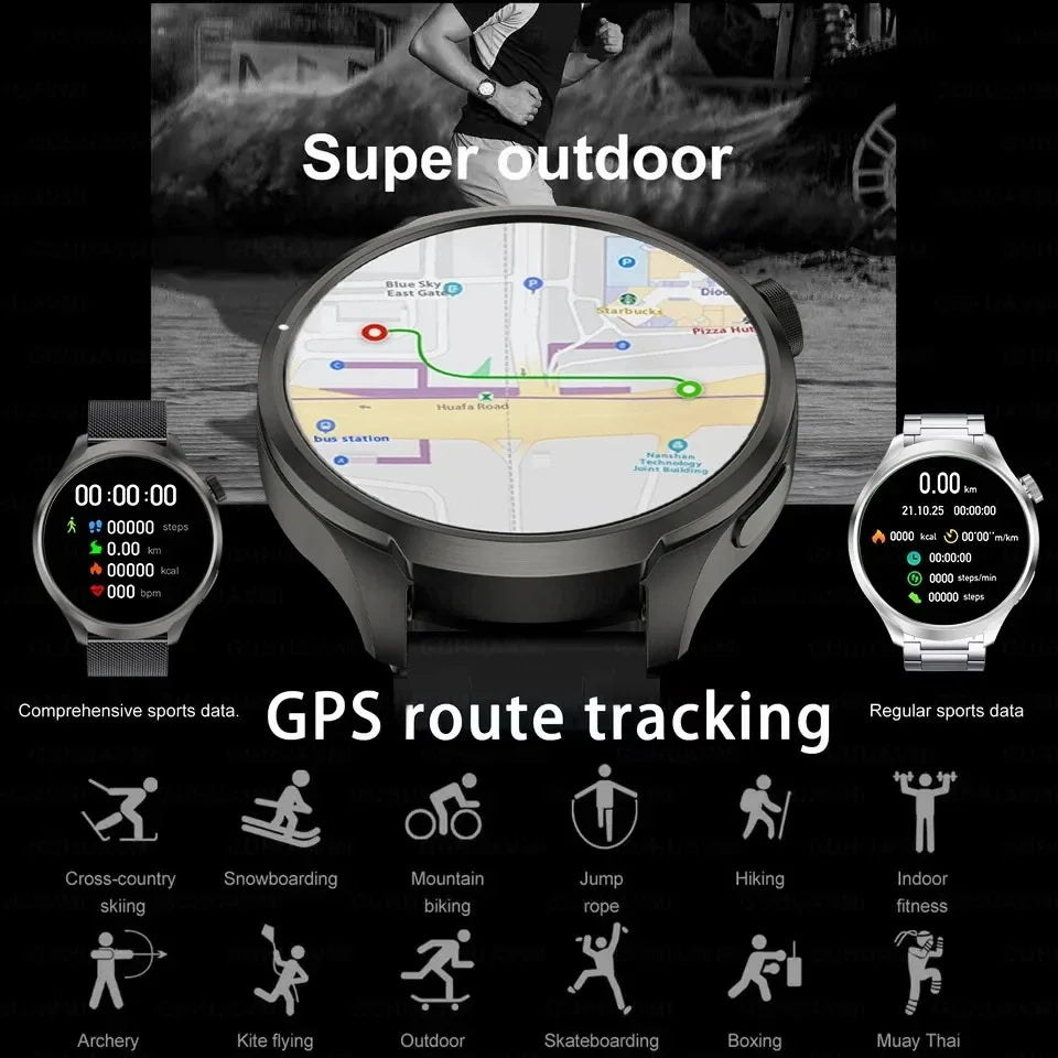 2024 New For HUAWEI GPS Sports smartwatch Men 1.85 AMOLED Screen Compass Altimeter Heart rate BP NFC Bluetooth Call Smart Watch - Uknowucme