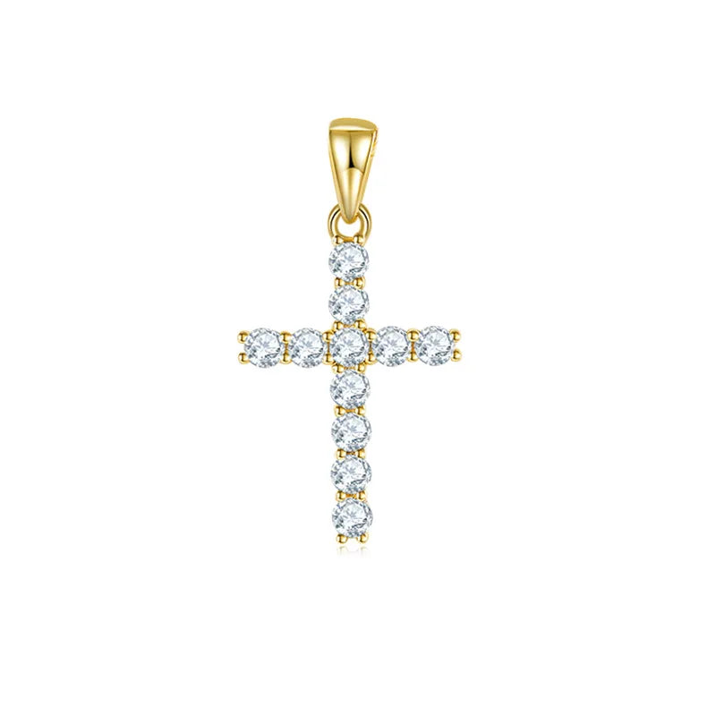 YinZheng Moissanite Jewelry 925 Sterling Silver Cross Pendant D VVS Diamond Moissanite Cross Pendant Hip Hop & Rock Religious - Uknowucme