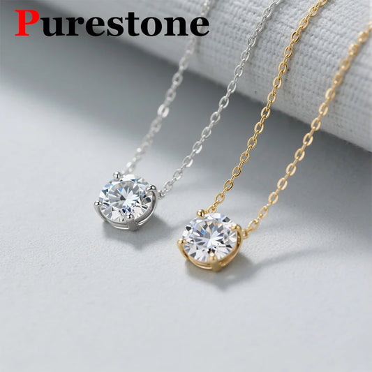 Classic Women's Moissanite Diamond Necklace  Simple Original 925 Sterling Silver Jewelry  premium Clavicle ChainFor women - Uknowucme