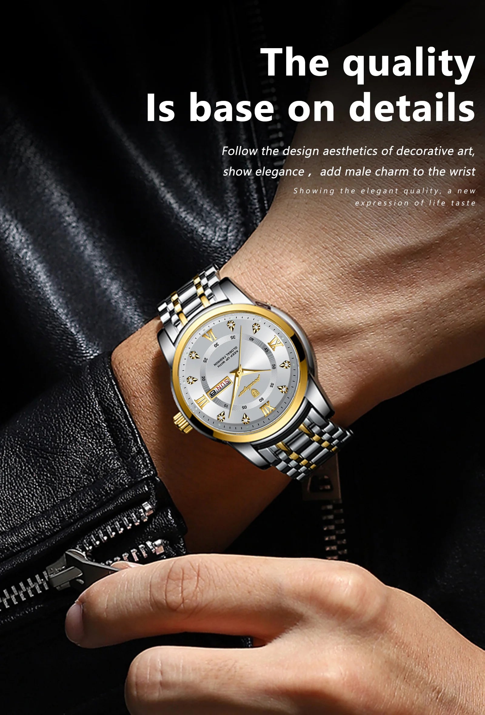 POEDAGAR Luxury Trendy Watch for Men Waterproof Luminous Date Week Man Watch Business Quartz Stainless Steel Men's Watches Reloj - Uknowucme
