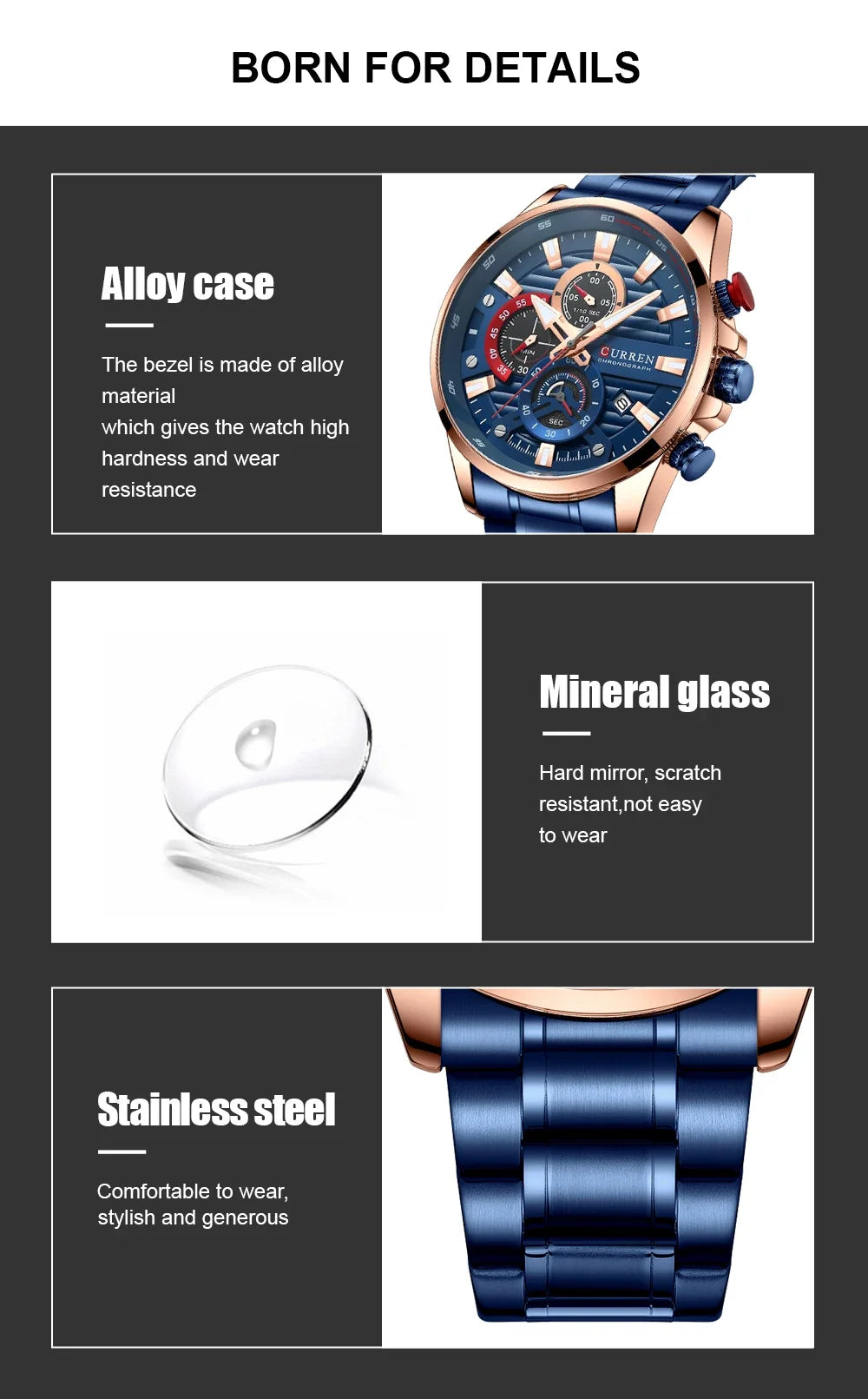 CURREN  Multifunctional Quartz Men's Watch Sport Stainless Steel Strap Luminous Watch with Automatic Date часы мужские наручные - Uknowucme