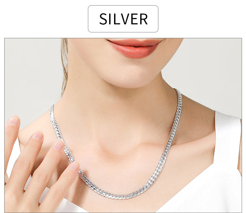 18K Gold/Silver Color 6mm Full Sideways Necklace 8/18/20/24 Inch Chain For Woman Men Fashion Wedding Engagement Jewelry - Uknowucme