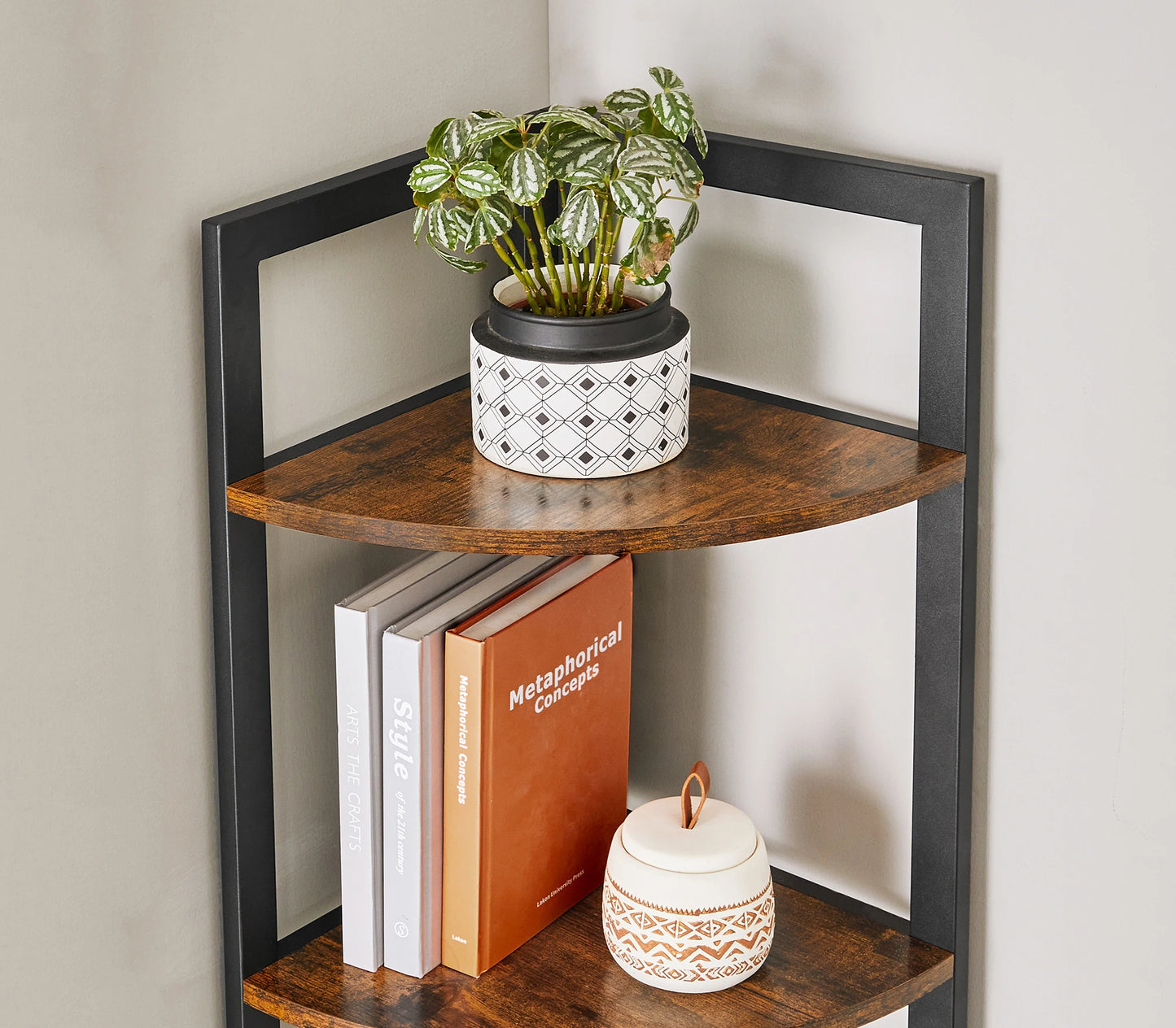 VASAGLE 5 Tier Corner Bookcase Corner Bookcase Multipurpose Plant Rack Storage Unit for Living Room Bedroom Office Industrial