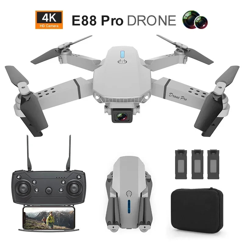 Drone E88 Pro Drone Aerial Photography High Definition 4k Dual Camera Quad Axis Remote Control Aircraft Children's Toys - Uknowucme