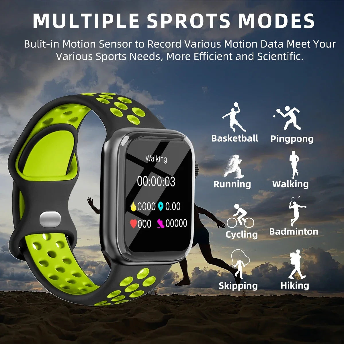 Sports Smart Watch Answer Call Message Music Health Sport Bracelet Fitness Tracker Women Men Series 8 Smartwatch for Android IOS