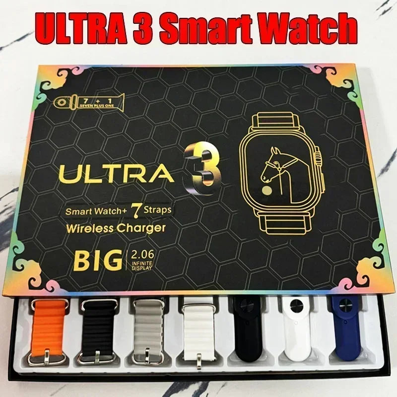 7 Watch Straps New Watch10 Ultra 3 Smartwatch 2.2HD Amoled Circular Screen ECG Monitoring Reloj Inteligente Wristwatch - Uknowucme