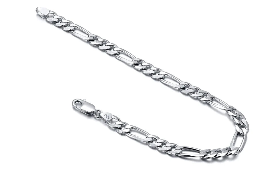 ORSA JEWELS Real 925 Sterling Silver Figaro Bracelets for Women 14K Gold Plated 3.3mm Figaro Link Chain Bracelets Jewelry SB66 - Uknowucme