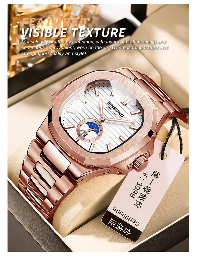 BINBOND Luxury Men Wristwatch Business Waterproof Luminous Date Man Watch Stainless Steel Men's Quartz Watches Relogio Masculino - Uknowucme