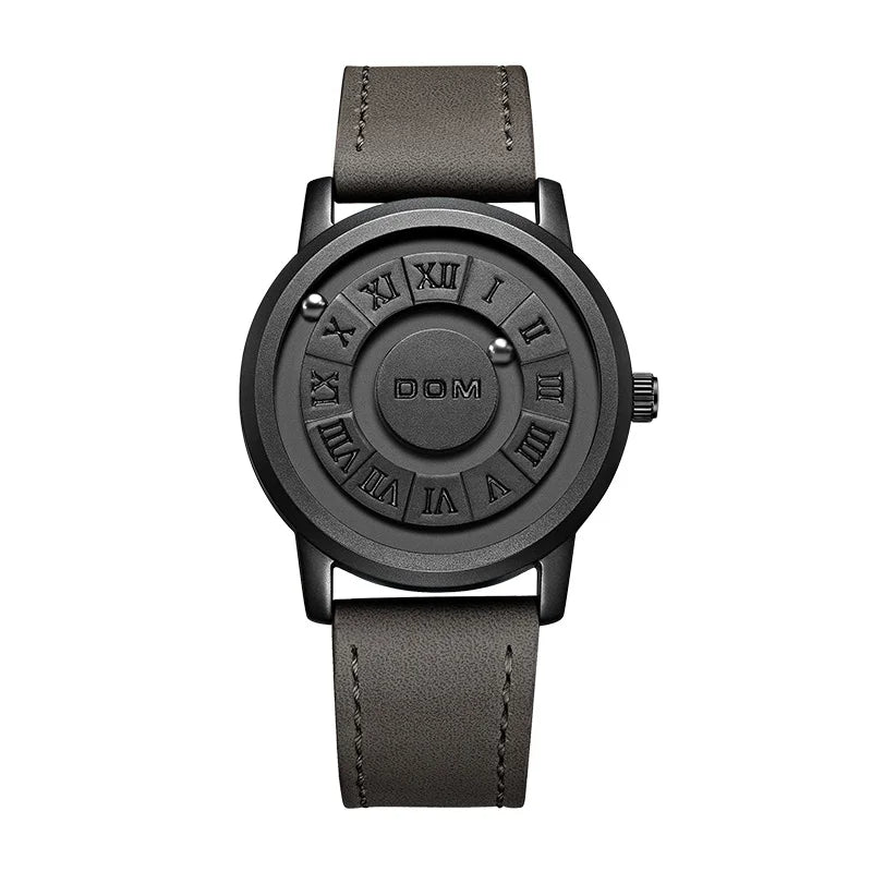 DOM 1345 Men Quartz Watch Fashion Personality Creative Scrolling Iron Ball Magnetic Pointer Waterproof  for Male Watches Gift - Uknowucme