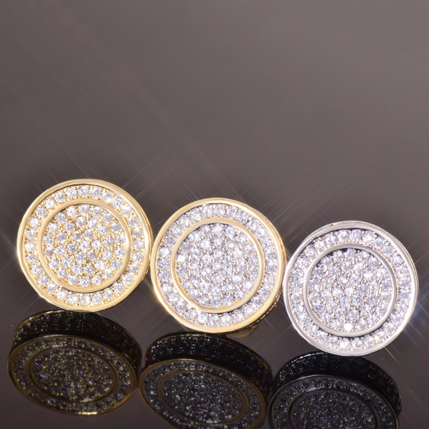 CUC 12MM Men Round Stud Earring Iced Out Cubic Zirconia Women Screw/Push  Earrings Hip Hop Jewelry Fashion Gift - Uknowucme