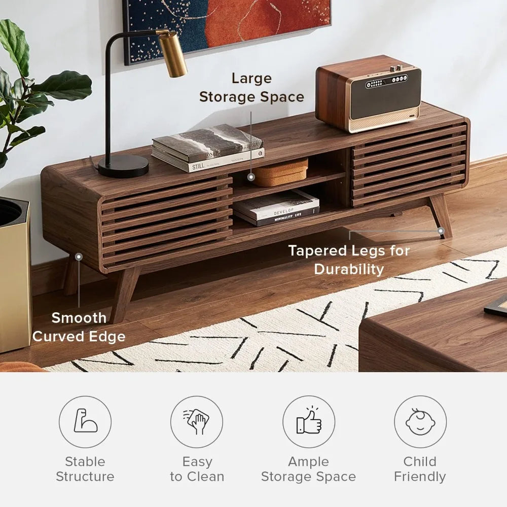 Ensley TV Stand, Mid-Century Modern Television Stand for 55/60/65 inch TV, Farmhouse Entertainment Center with Storage