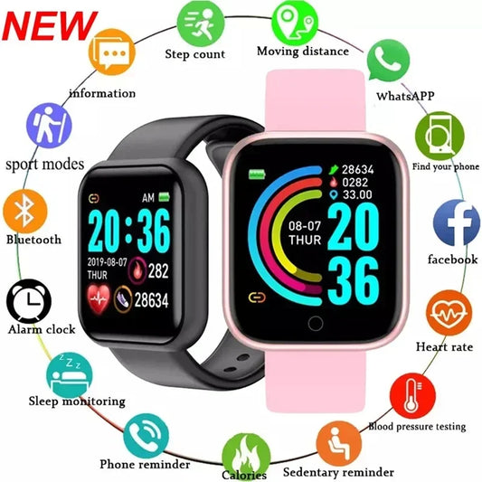 Y68 Smart Watch D20 Men Women Bluetooth Connected Phone Kids Girls Watches Sports Wristband Sleep Fitness Tracker Smartwatch D20 - Uknowucme