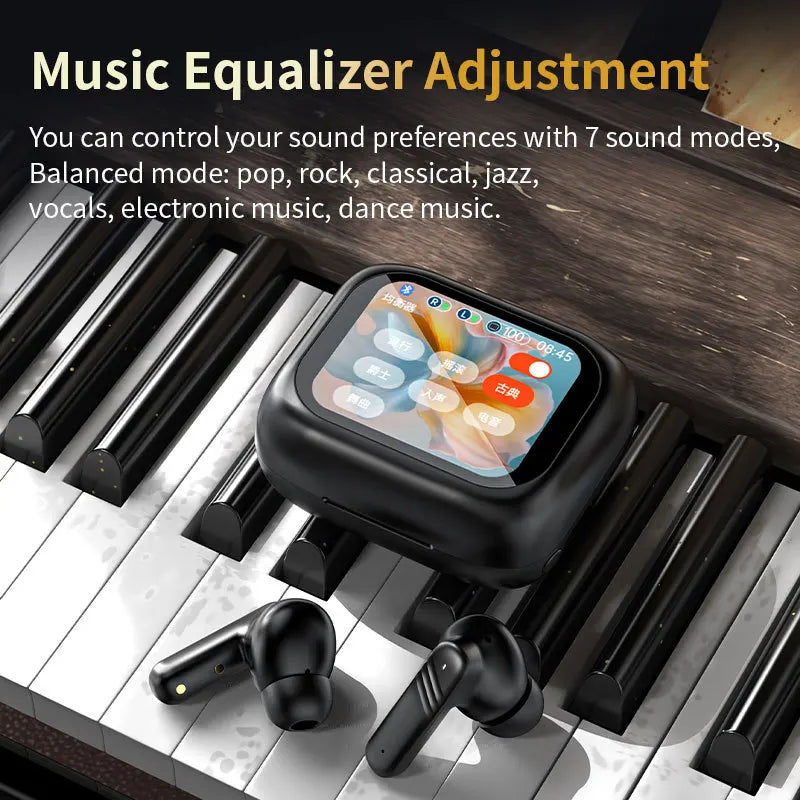 Color Touchscreen Bluetooth Earphones TWS Wireless ANC+ENC Noise-cancelling in-ear Earbuds with Display for High Sound Quality - Uknowucme