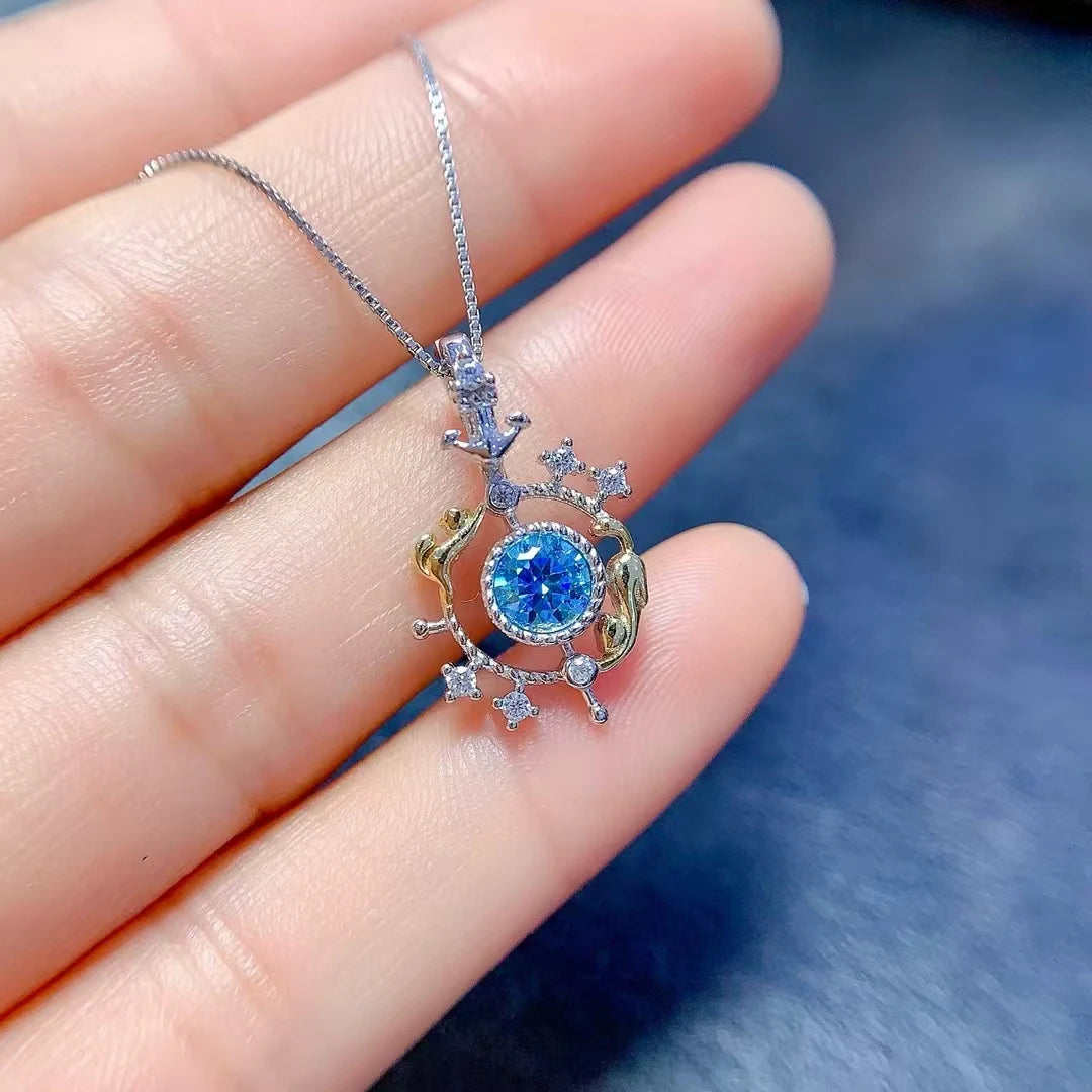 Multi-color Moissanite 925 Silver Pendant 5mm VVS Grade Moissanite Necklace Pendant 18K Gold Plated Gemstone Jewelry - Uknowucme