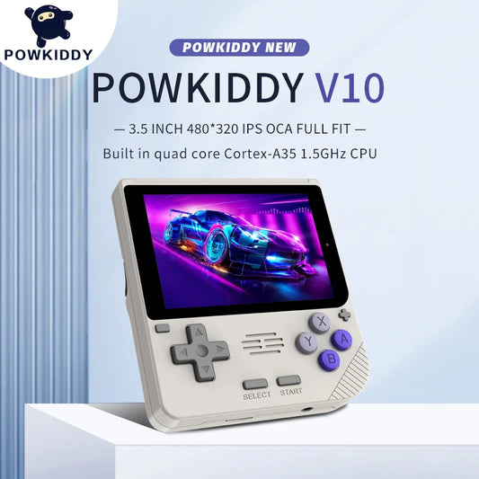 Powkiddy V10 Retro Handheld Gaming Console 3.5-inch IPS Screen 480*320 RK3326 Open Source System Cheap Children Christmas Gift