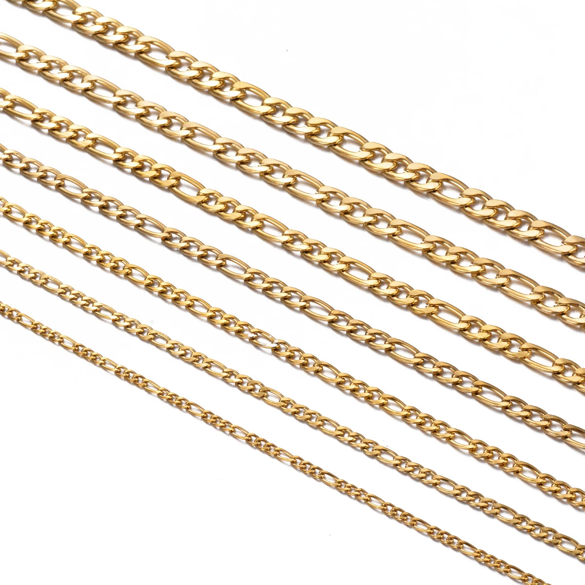 1 piece 8-40 Inches Gold Color Figaro Chain Necklace 3-7.5MM Stainless Steel Figaro Link Chain for Men Women - Uknowucme