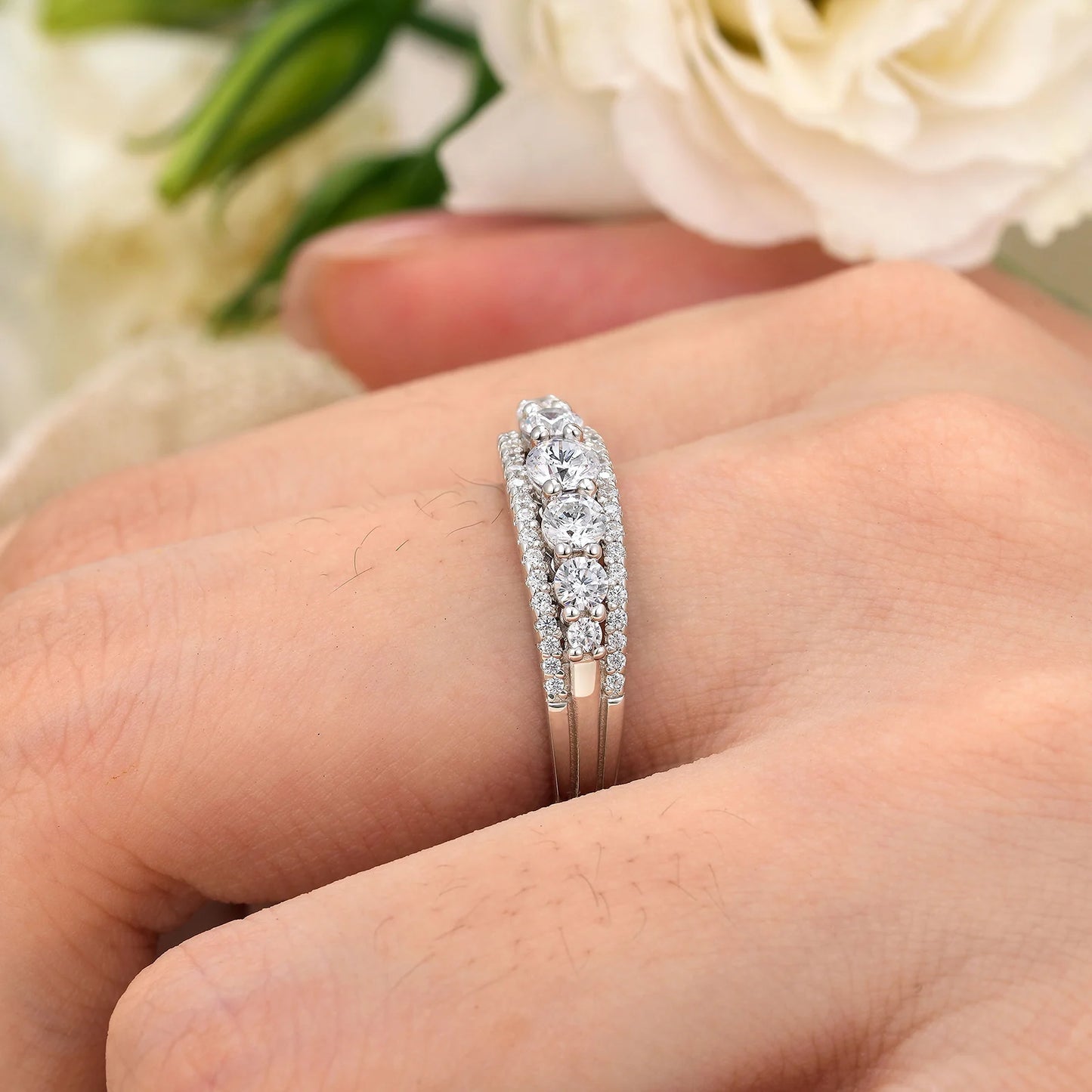 Newshe 925 Sterling Silver Eternity Ring Wedding Band for Women 1.1ct Round White AAAAA Cz Size 4-13 - Uknowucme