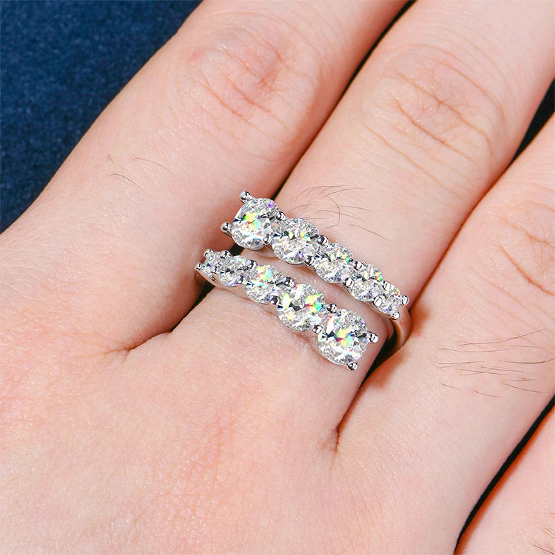 10 Stones All Moissanite Bridal Rings Open Ring 925 Silver with Certificate Woman Engagement Wedding Jewelry Anillos Original - Uknowucme